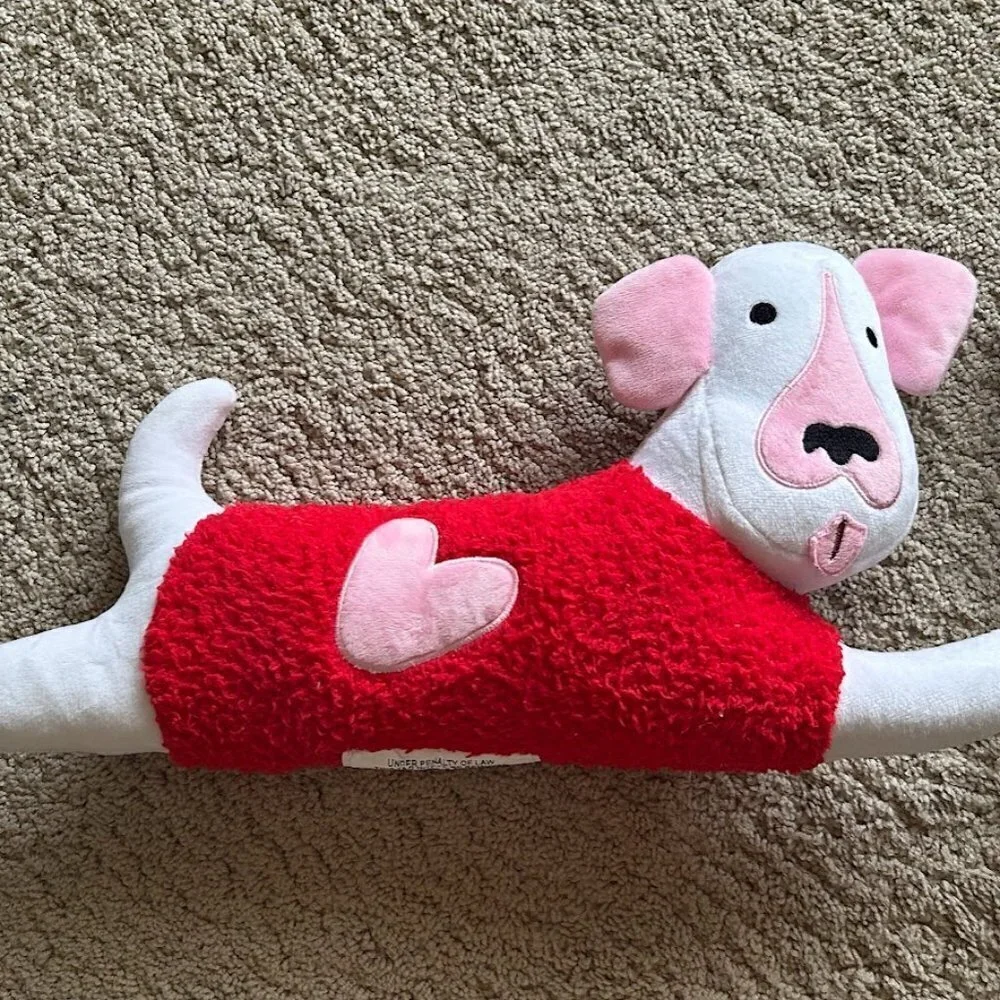 Dog Shaped Throw Pillow (or Dog Toy) w/Heart Sweater BRAND NEW